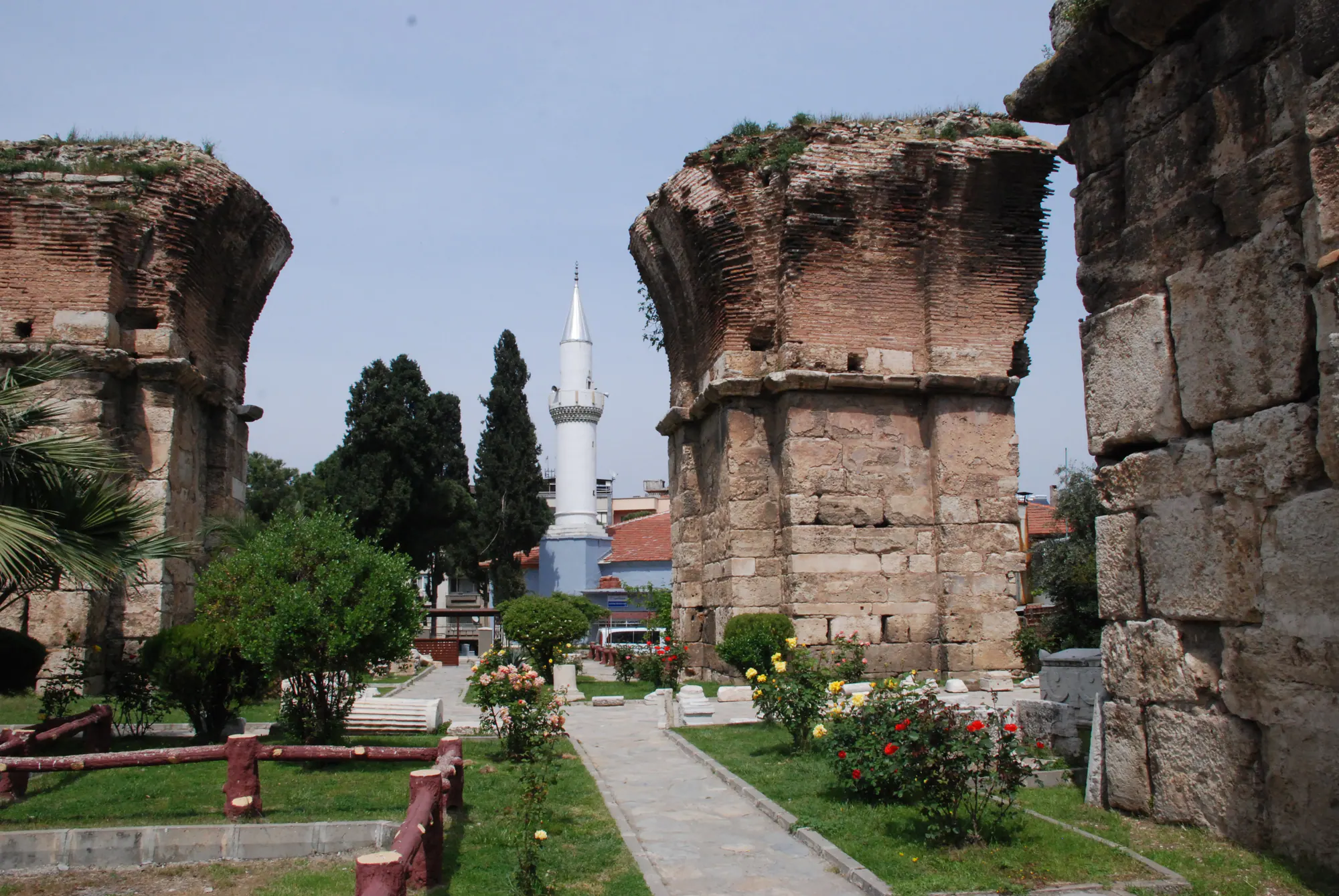 Massive brick pillars of the Basilica of St. John in Philadelphia (Alaşehir)
