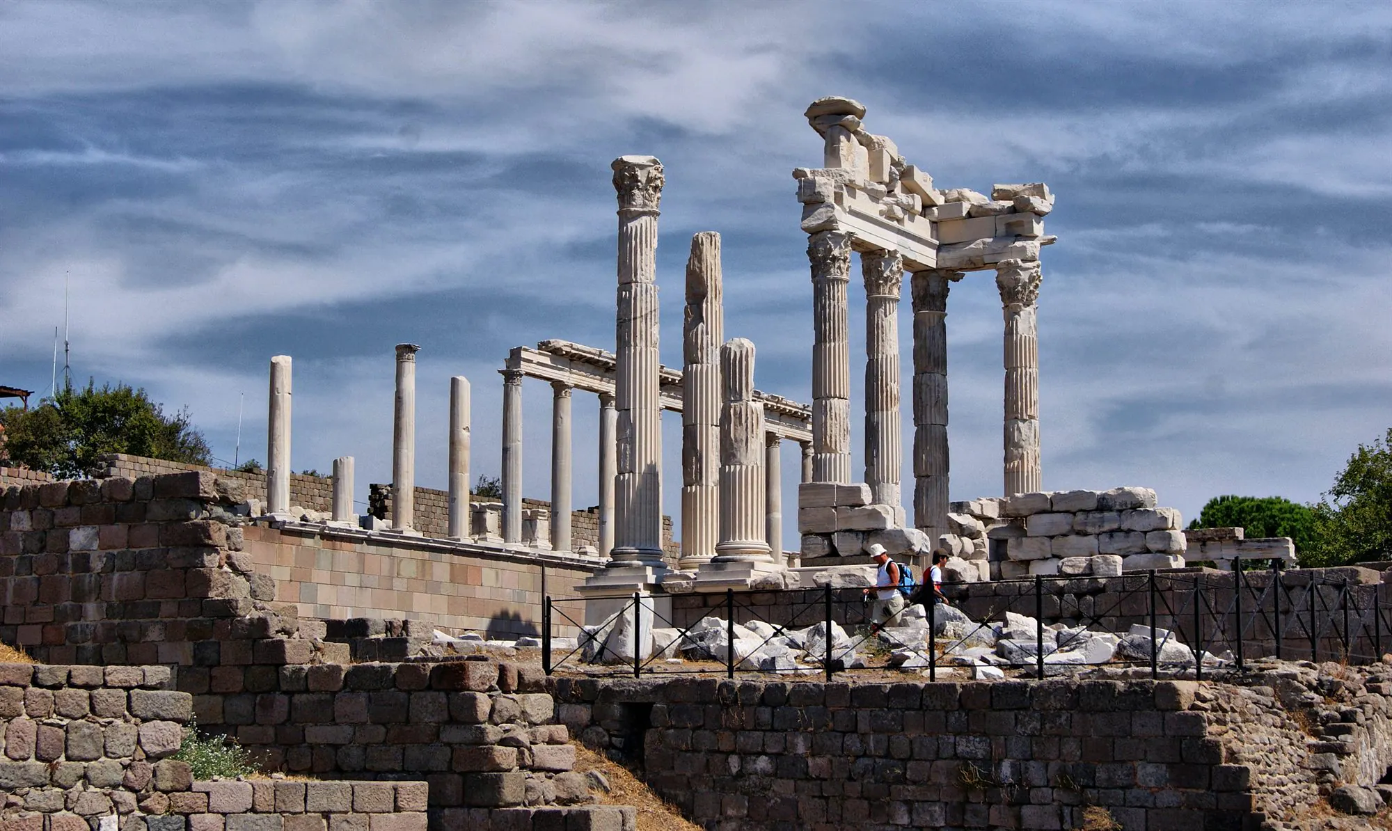 Ancient temple columns on the Acropolis of Pergamum