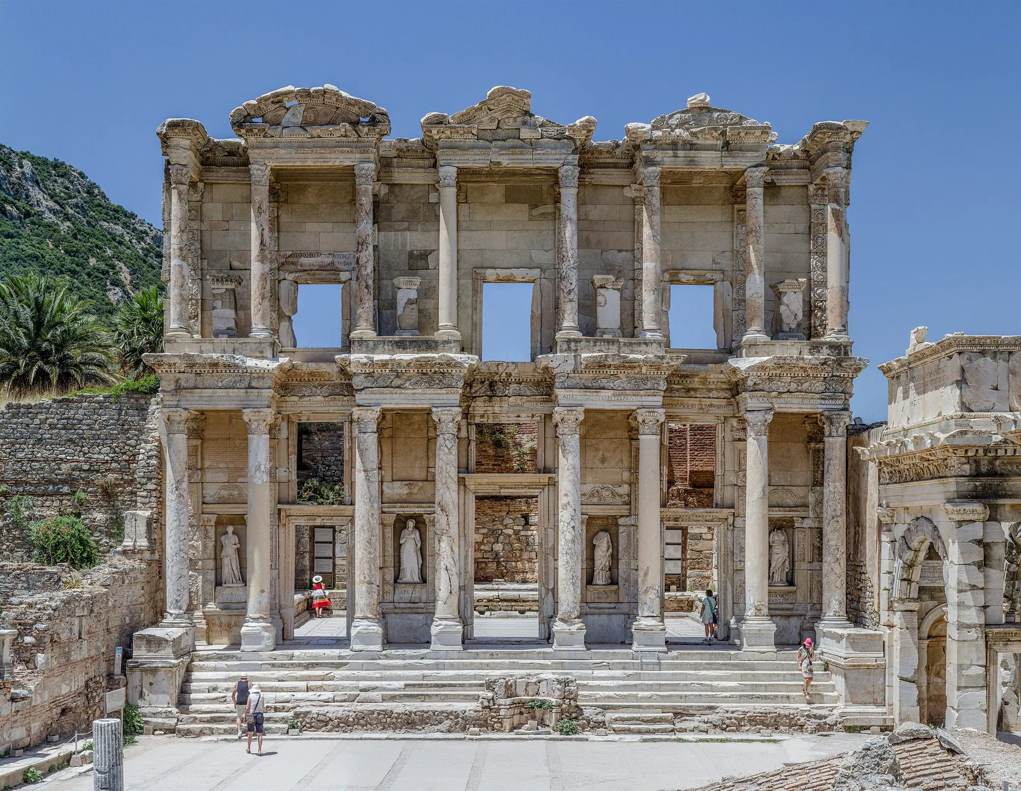 The Library of Celsus and marble streets at ancient Ephesus