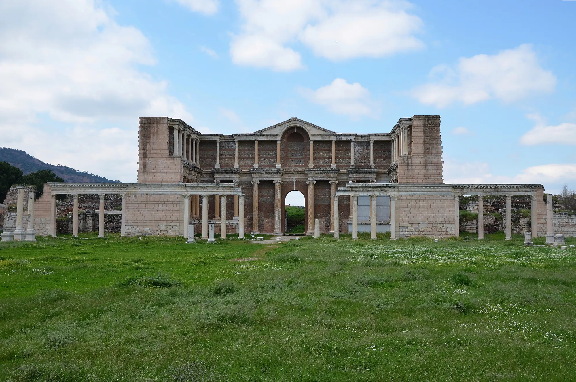 Monumental ancient columns of the Gymnasium at Sardis